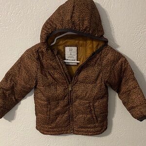GAP Tan Leopard Print Hooded Jacket